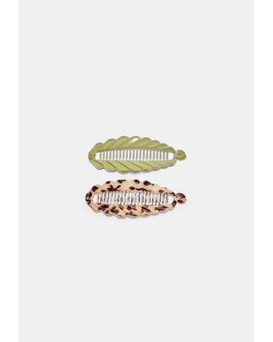 Stradivarius Set 2 Pinze Per Capelli A Banana Ondulate - Bianco
