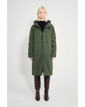 Stutterheim Stockholm Long Matte Winter Coat - Green