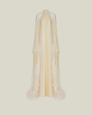 Taller Marmo Feathered Eterea Gown - Natural