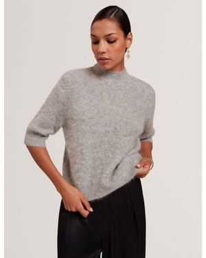 Ted Baker Antata Alpaca Knit Short Sleeve Jumper - Grey