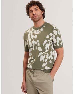 Ted Baker Alddat Foliage Print Cotton Fine Knit T-Shirt - Multicolour