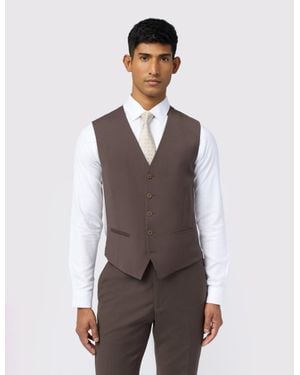 Ted Baker Freethw Tonic Wool Rich Slim Suit Waistcoat - Brown