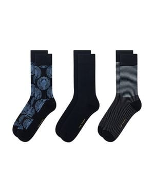 Ted Baker 3 Pack Stripe Print Crew Socks - Blue