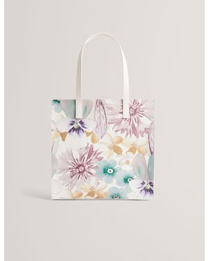 Ted Baker Halena Petal Print Pu Large Icon Tote Bag - White