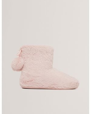 Ted Baker Hamonda Faux Fur Pom-Pom Slipper Boots - Pink