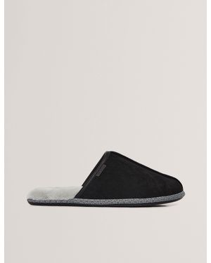 Ted Baker Peterr Suede Faux Fur Lined Mule Slippers - Black