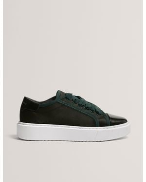 Ted Baker Zaiina Satin Ribbon Lace Platform Trainers - Green