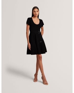 Ted Baker Ronella Short Sleeve Knitted Mini Dress - Black
