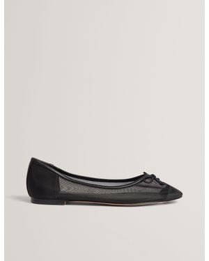 Ted Baker Merrisa Sheer Mesh Bow Ballet Flats - Black