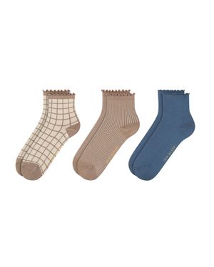 Ted Baker 3 Pack Mixed Ruffled Ankle Socks - Blue