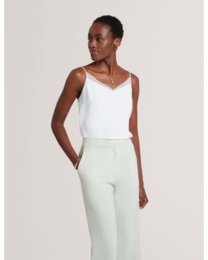 Ted Baker Lulea Chiffon Detail V-Neck Strappy Cami Top - White
