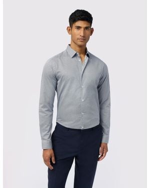 Ted Baker Lin Micro Geometric Print Slim Cotton Shirt - Grey