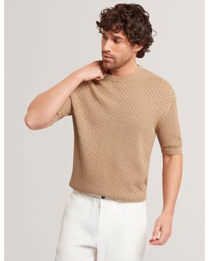 Ted Baker Ferriss Diamond Crochet Knit Cotton T-Shirt - White