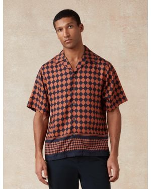 Ted Baker Jirahu Tile Border Print Short Sleeve Shirt - Red