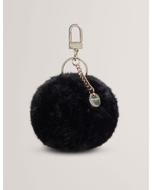Ted Baker Pomenna Faux Fur Plush Pom Pom Keyring - Black