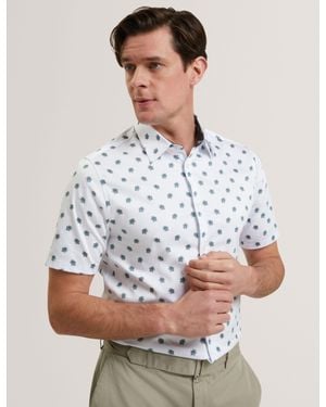 Ted Baker Chaska Mini Floral Print Short Sleeve Shirt - White