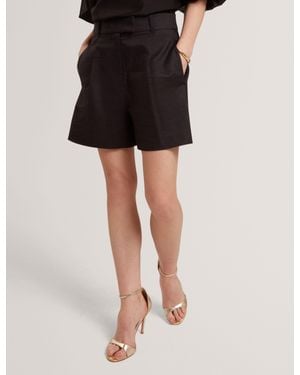 Ted Baker Machii Tailored Linen Blend Wide Leg Shorts - Black
