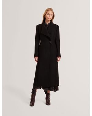 Ted Baker Mindee Wool Rich Hourglass Longline Wrap Coat - Black