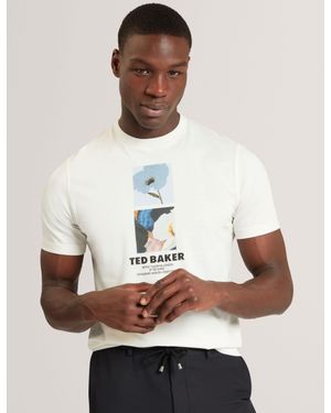 Ted Baker Lambbet Floral Double Graphic Cotton T-Shirt - Natural