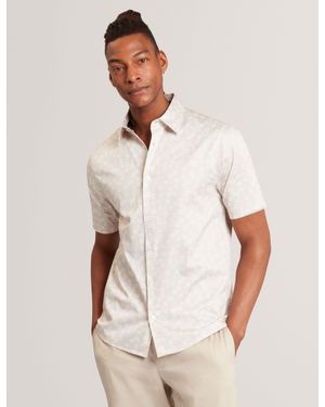 Ted Baker Afflek Mini Floral Cotton Short Sleeve Shirt - Natural