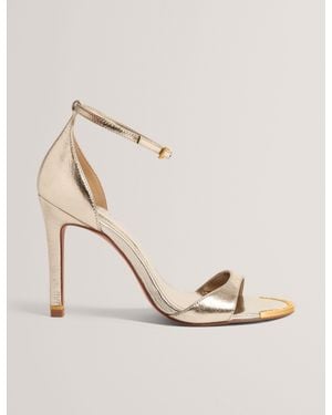 Ted Baker Helliy Metallic Leather Stiletto Heel Sandals - Natural