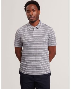Ted Baker Fenopli Fine Stripe Ribbed Short Sleeve Polo - Grey