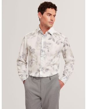 Ted Baker Kalmill Photograhic Leaf Print Regular Fit Shirt - Natural