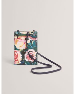 Ted Baker Kelssia Rose Print Phone & Card Holder Lanyard - Blue