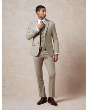 Ted Baker Larkint Flannel Wool Rich Slim Suit Trousers - Natural