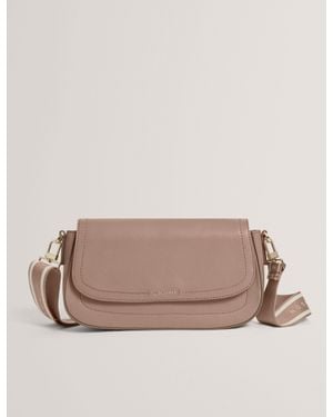 Ted Baker Louiize Webbing Leather Baguette Crossbody Bag - Grey