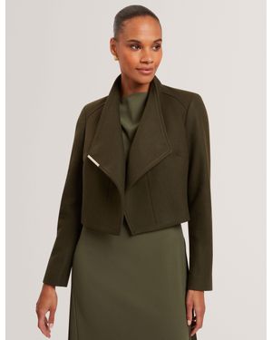 Ted Baker Rosecee Tailored Cropped Wool Wrap Jacket - Green