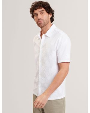 Ted Baker Michy Jacquard Leaf Texture Short Sleeve Shirt - White