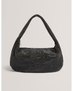 Ted Baker Crystta Crystal Embellished Large Slouch Shoulder Bag - Black