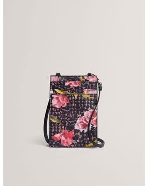 Ted Baker Tulsah Floral Print Phone & Card Holder Lanyard - White