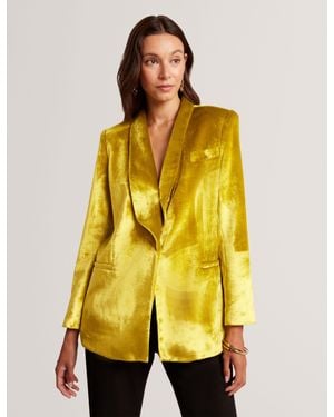 Ted Baker Netzza Velvet Tailored Oversized Blazer - Yellow
