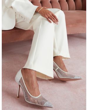 Ted Baker Criista Bejewelled Mesh Stiletto Court Heels - Natural