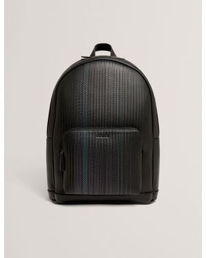 Ted Baker Waliis Striped Woven Texture Pu Backpack - Black