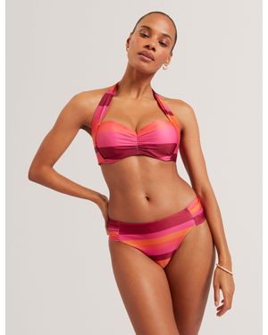 Ted Baker Striped Padded Halter Neck Bikini Top Swimsuit Beachwear Swimwear - Red