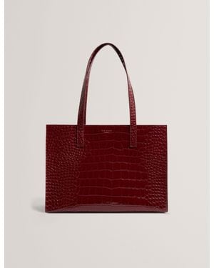 Ted Baker Welona Patent Croc Effect Elongated Icon Tote Bag - Red