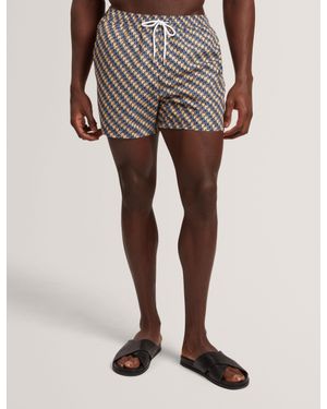 Ted Baker Glendle Goldfish Geometric Print Swim Shorts - Orange
