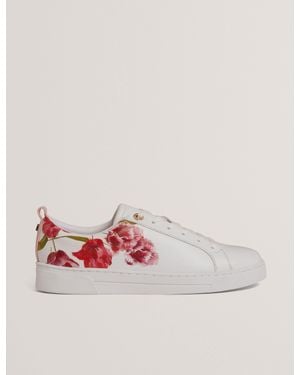 Ted Baker Floral Print Leather Trainers - Pink