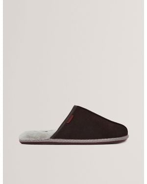 Ted Baker Peterr Suede Faux Fur Lined Mule Slippers - Brown