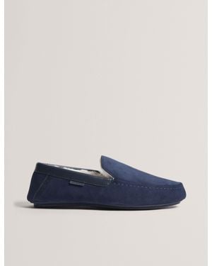 Ted Baker Vallant Suede Leather Moccasin Slippers - Blue
