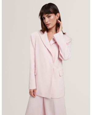 Ted Baker Peyaan Relaxed Wrap Front Woven Blazer - Pink