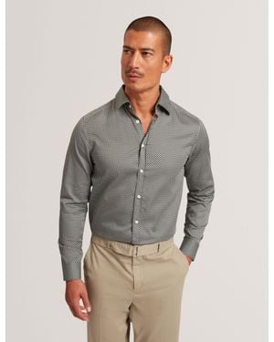Ted Baker Jozef Slim Fit Micro Geometric Print Shirt - Grey