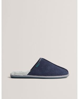 Ted Baker Peterr Suede Faux Fur Lined Mule Slippers - Blue