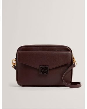 Ted Baker Anilaa Tb Detail Leather Crossbody Camera Bag - Brown