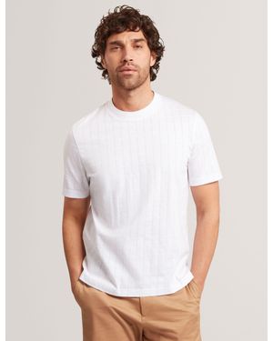 Ted Baker Heminwy Jacquard Textured Grid Cotton T-Shirt - White