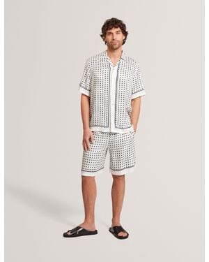 Ted Baker Attlass Geo Tile Print Relaxed Pull-On Shorts - Natural