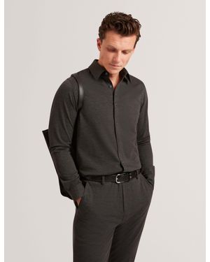 Ted Baker Nortun Regular Fit Knitted Jersey Shirt - Black